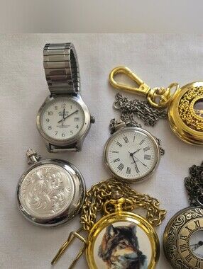 NON WORKING lot of 6 Pocket Watches & Watch